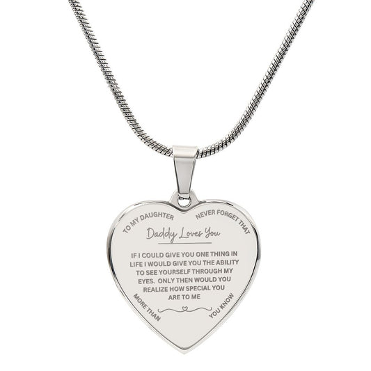 To My Daughter | Daddy Loves you | Heart Necklace